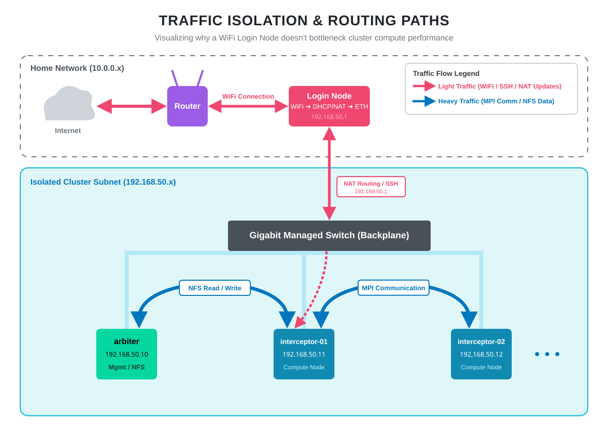 Traffic isolation between WiFi and Ethernet